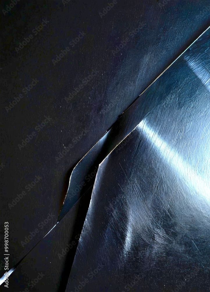 Poster a close-up view black surface with a diagonal line cutting across it, creating a sense of movement and depth