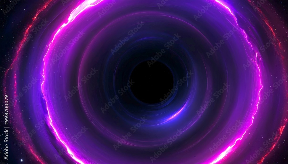 Poster a captivating view black void, encircled by a vibrant display of purple and pink hues the void is ce