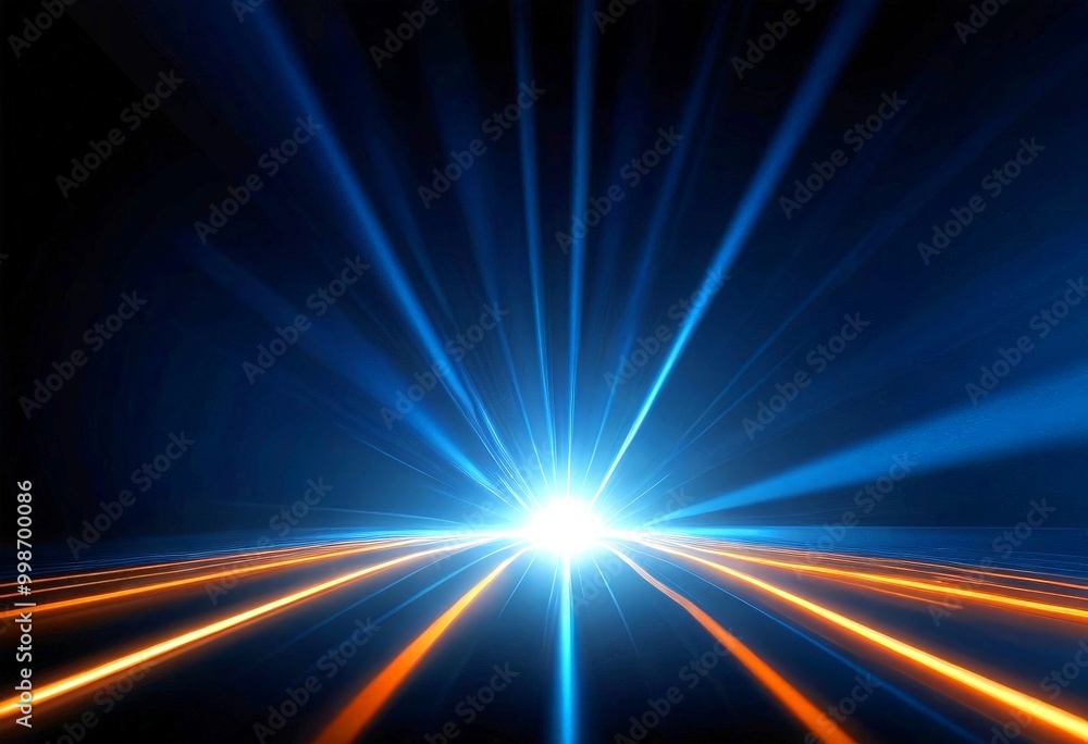 Poster a dynamic scene of light and energy, with a bright, radiant light source at the center, radiating ou