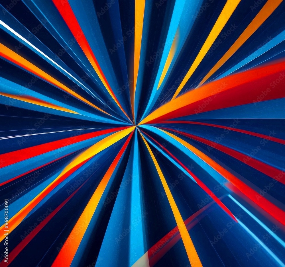 Aufkleber a vibrant abstract composition of intersecting lines in various colors, including red, orange, yellow, blue, and black, creating a dynamic and energetic visual effect