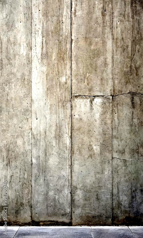 Poster A close-up view concrete wall, featuring a vertical panel with a horizontal crack running through it
