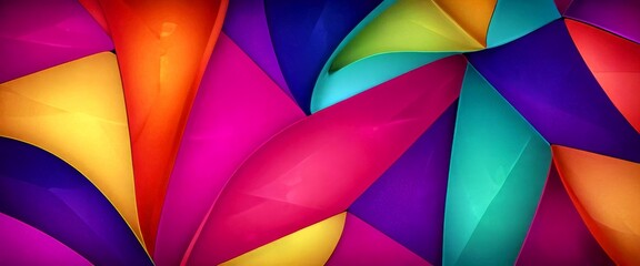 Obraz premium a vibrant abstract composition of overlapping, intersecting, and overlapping triangular shapes in a variety of bright colors, including yellow, orange, pink, purple, blue,
