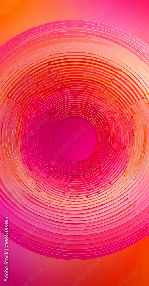 Aufkleber a vibrant abstract composition of concentric circles in various shades of pink and orange, creating a dynamic and visually striking pattern