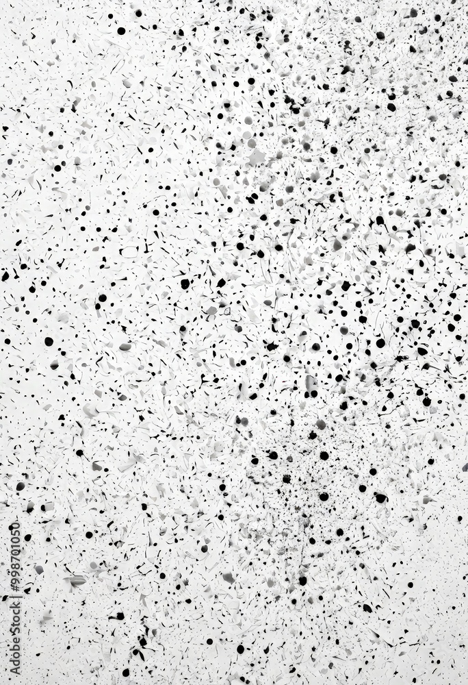 Poster a close-up view white surface with numerous black dots scattered across it, creating a textured and speckled appearance