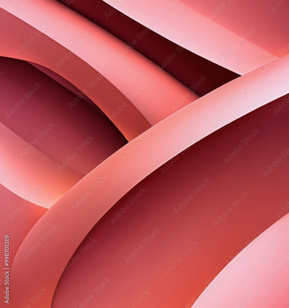 Aufkleber a close-up view of abstract geometric shapes in shades of pink and red, creating a visually striking and dynamic composition