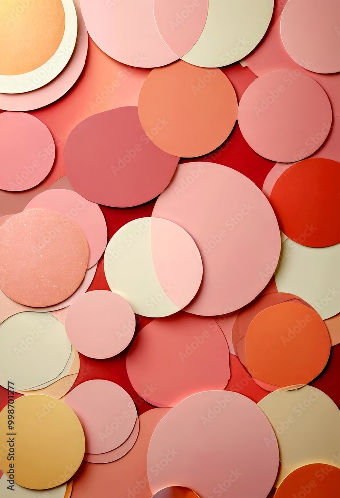 Poster a collection of overlapping circles in various shades of pink, ranging from light to dark, creating 