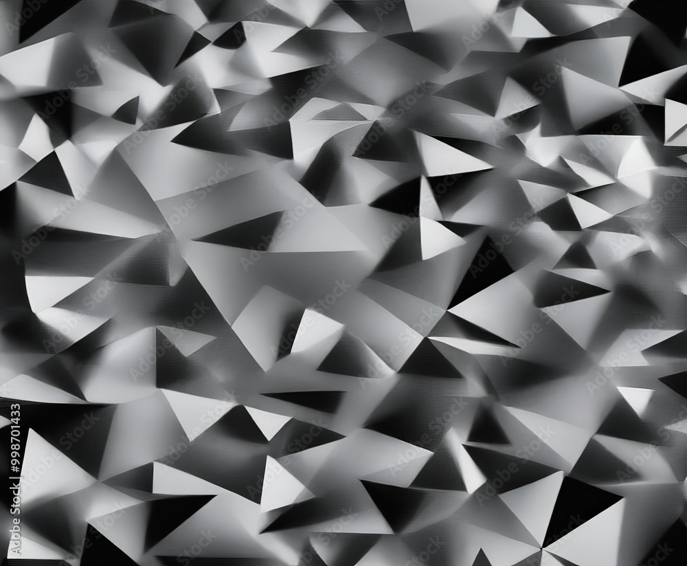 Aufkleber a black and white abstract composition featuring a dense arrangement of overlapping triangular shapes, creating a sense of depth and complexity
