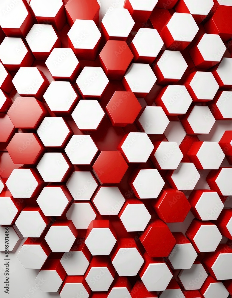 Aufkleber a repeating pattern of red and white hexagonal shapes, creating a visually striking and geometric de