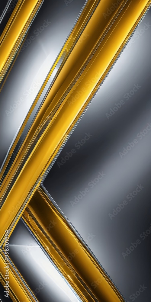 Fototapete a striking abstract composition of intersecting diagonal lines in varying shades of gold and silver, creating a sense of depth and movement