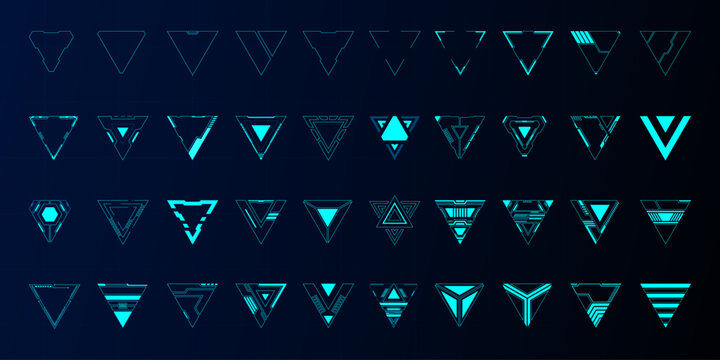 Hud technology triangle abstract frame set futuristic design.