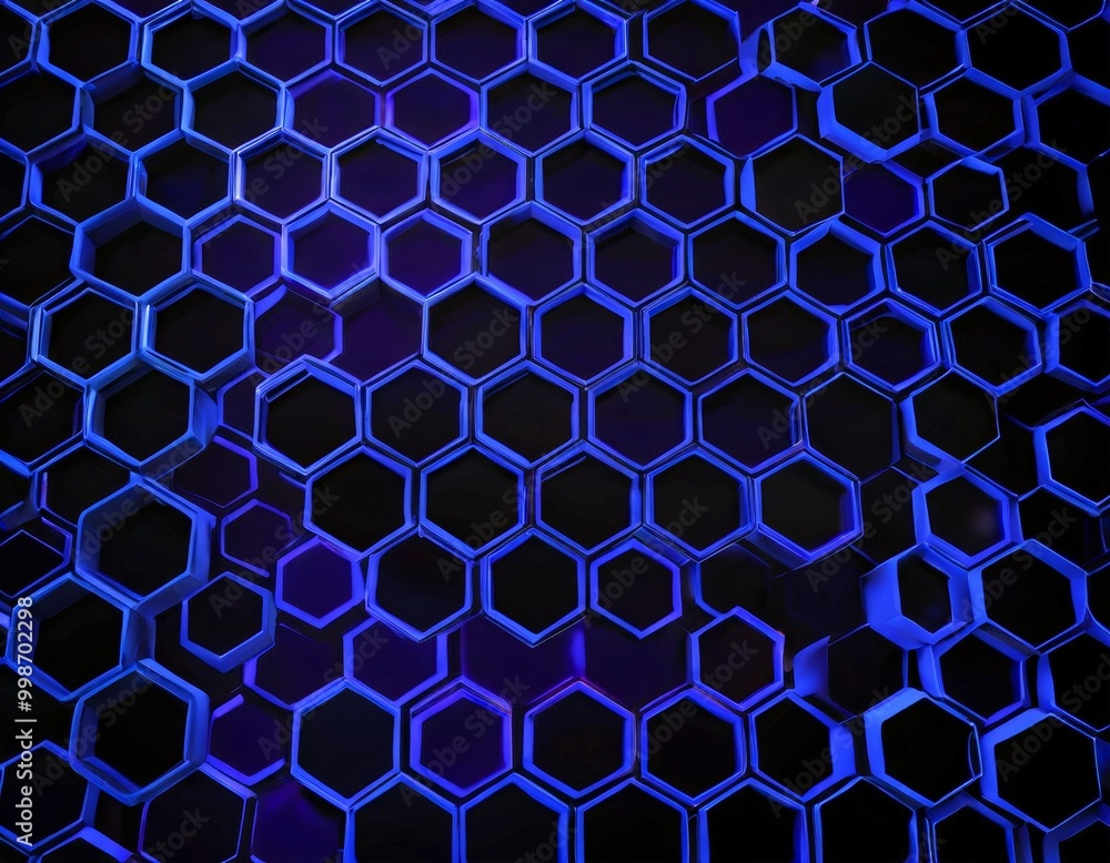 Aufkleber a repeating pattern of blue hexagonal shapes, creating a visually striking and geometric design.
