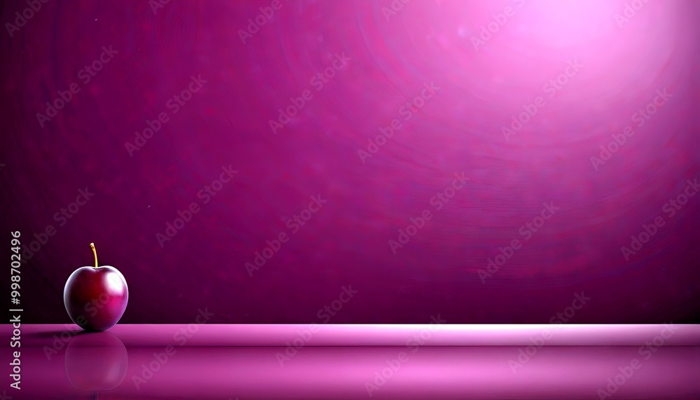 Poster A single, glossy red apple sits on a reflective purple surface, with a gradient background transitioning from deep purple to a lighter shade at the top