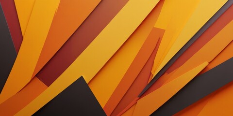 Fototapeta premium a vibrant abstract composition of overlapping geometric shapes in shades of orange, yellow, and black, creating a dynamic and visually striking pattern