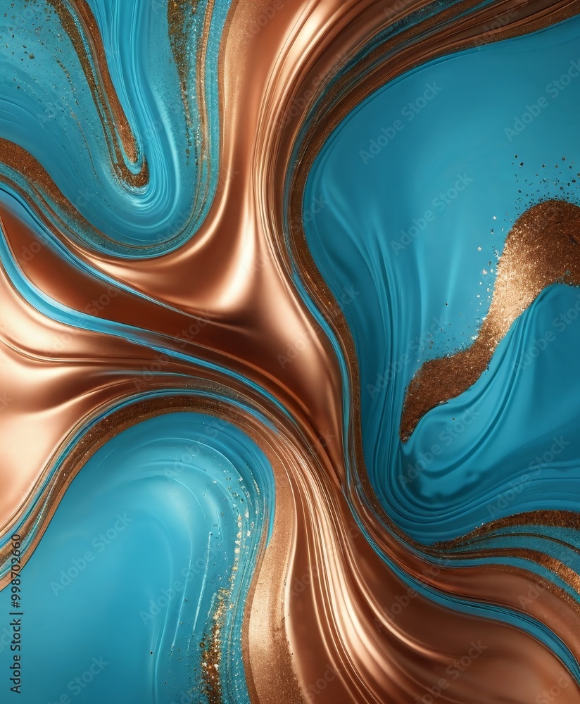 Aufkleber a swirling pattern of turquoise and gold hues, with gold glitter accents adding a touch of sparkle The pattern is dynamic and visually captivating, creating a sense of