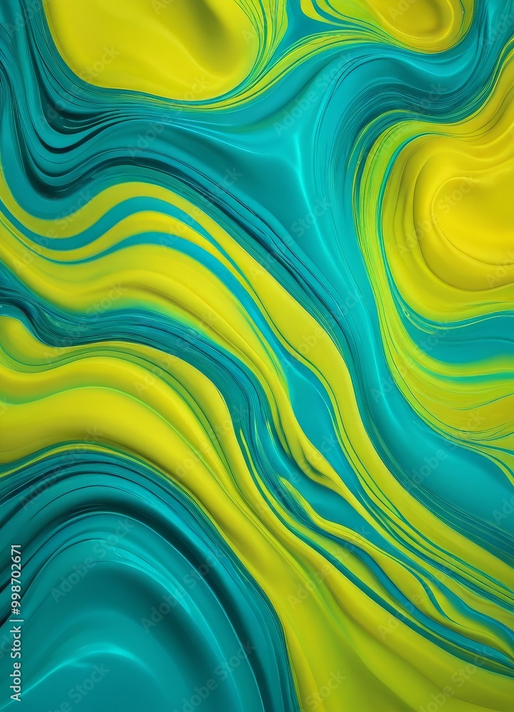 Aufkleber a vibrant abstract pattern composed of swirling lines and curves in shades of blue and yellow, creating a dynamic and visually striking composition