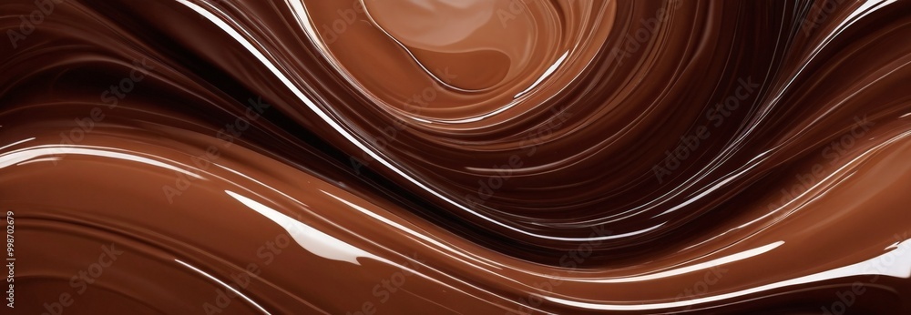 Poster Abstract of swirling chocolate, featuring a mix of brown and white hues, creating a dynamic and visually appealing pattern
