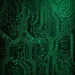 Obraz premium a detailed view circuit board, with numerous green lines and dots representing the intricate connections and pathways of electronic components