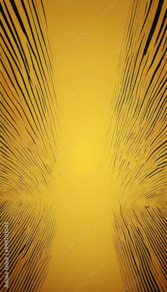 Poster a striking abstract composition of vertical lines and stripes in varying shades of yellow and black, creating a sense of depth and movement The lines converge towards a