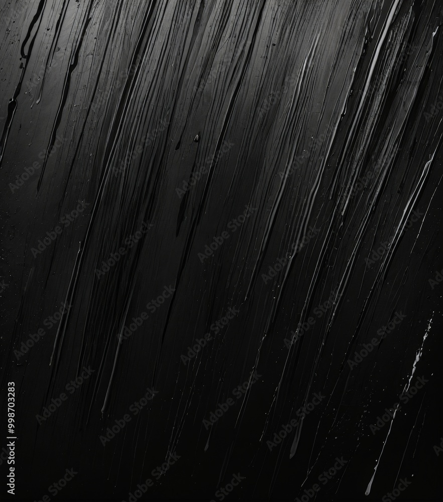 Poster raindrops on a dark surface, creating a dynamic and textured pattern