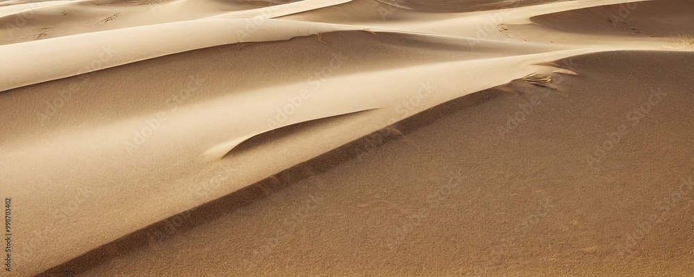 Aufkleber a close-up view of sand dunes in a desert, with a light brown color and undulating shapes created by