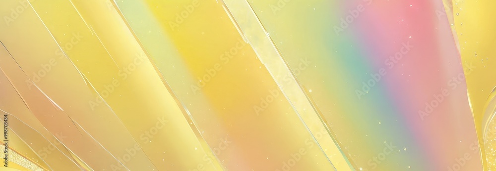Poster a vibrant abstract composition with diagonal lines in various shades of yellow, orange, and pink, creating a dynamic and energetic visual effect