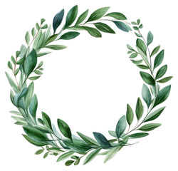 PNG Elegant green leafy wreath illustration