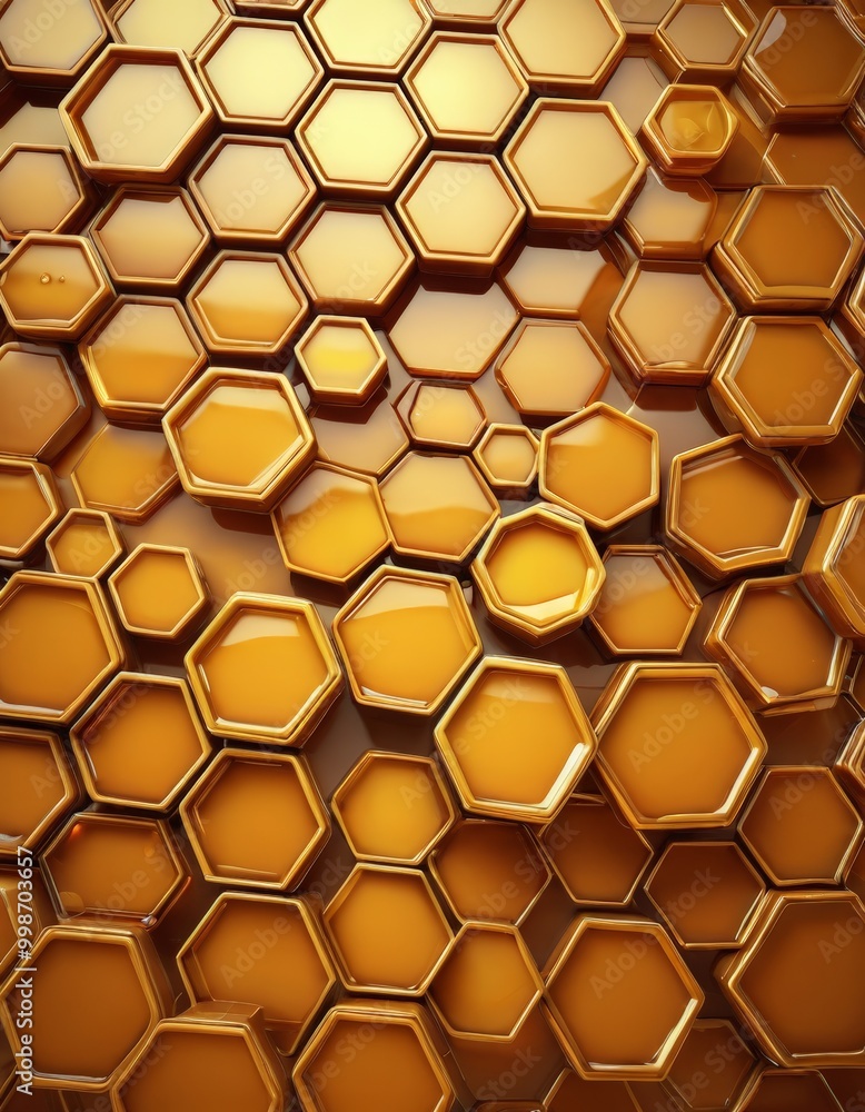 Aufkleber a repeating pattern of honeycomb-like hexagonal shapes in a warm, golden color, creating a visually 