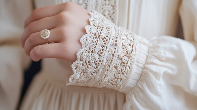 Vintage lace cuffs: russian peasant dress detail for historical apparel design