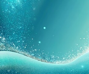 Fototapeta premium a serene, turquoise-colored scene with a wave-like pattern and a scattering of small white dots, creating a sense of movement and tranquility
