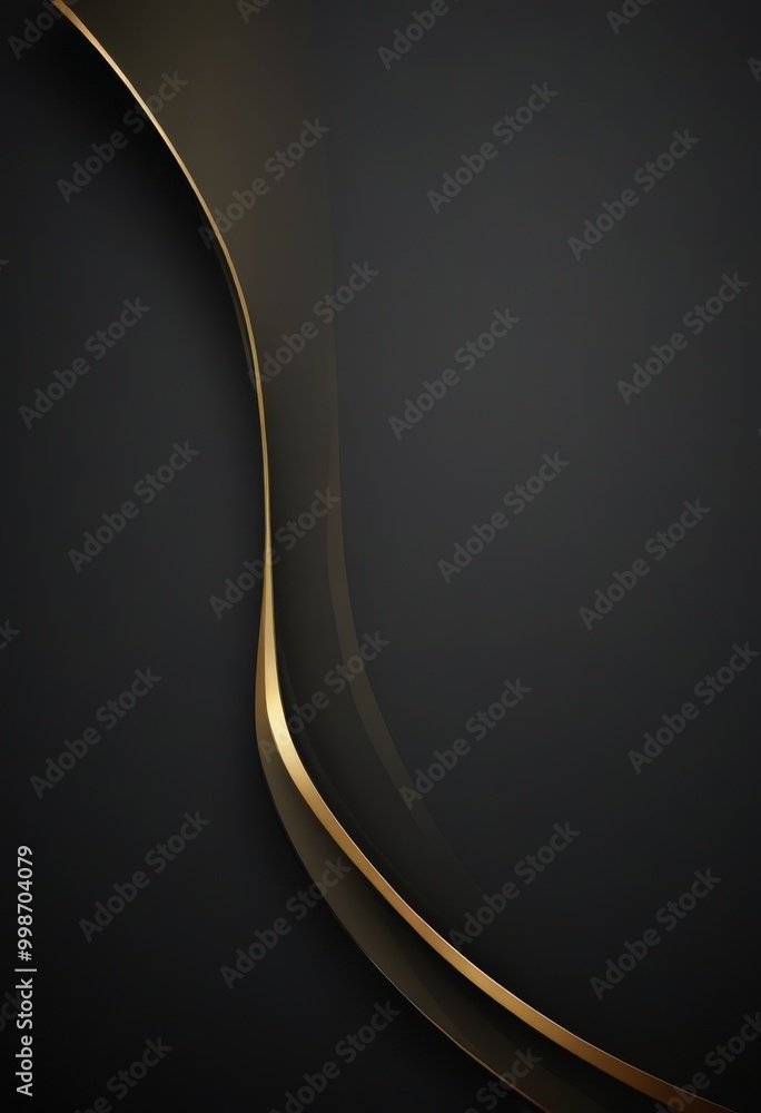 Poster a dark background with a curved gold line running diagonally across it, creating a sense of movement and dynamism