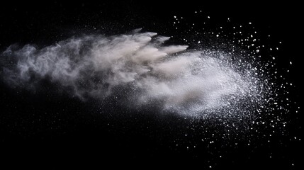 Explosive white powder burst black background