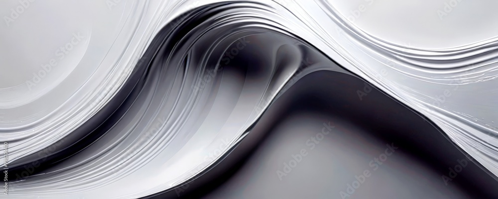 Poster a white, abstract wave-like pattern with a subtle gradient effect, creating a sense of movement and fluidity