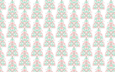 Green and red Christmas tree pattern designed with a snail pattern placed together to form a Christmas tree, a retro gift wrapping illustration for the winter holiday season.