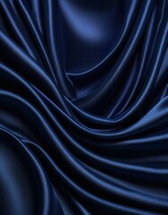 Obraz premium a close-up view flowing, shiny blue satin fabric, with the folds and creases creating a sense of movement and depth