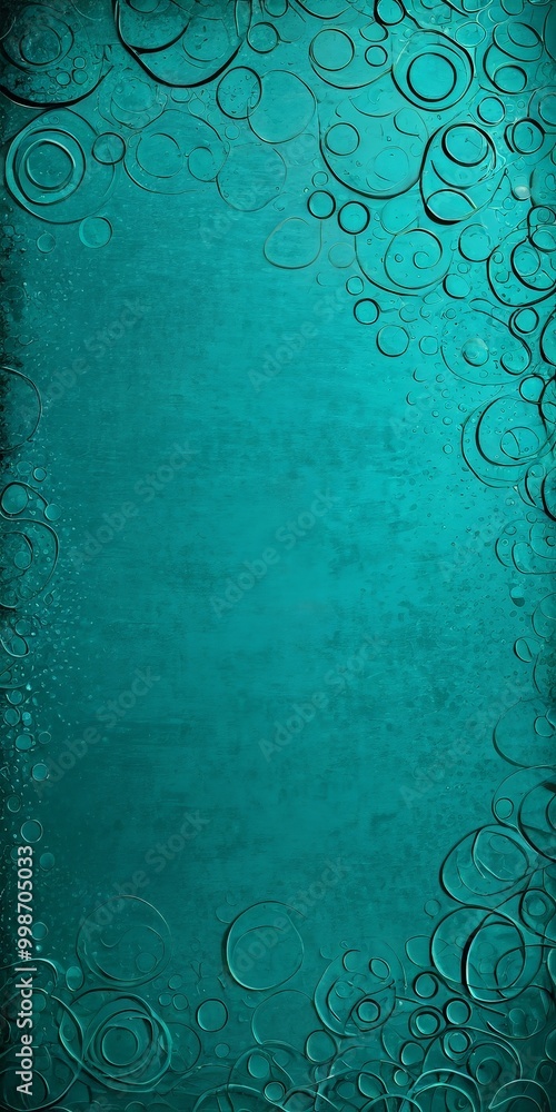 Poster a teal-colored background with a repeating pattern of overlapping circular shapes, creating a sense of depth and movement