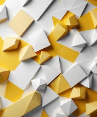Obraz premium a geometric pattern composed of numerous white and yellow cubes, arranged in a random yet visually appealing manner