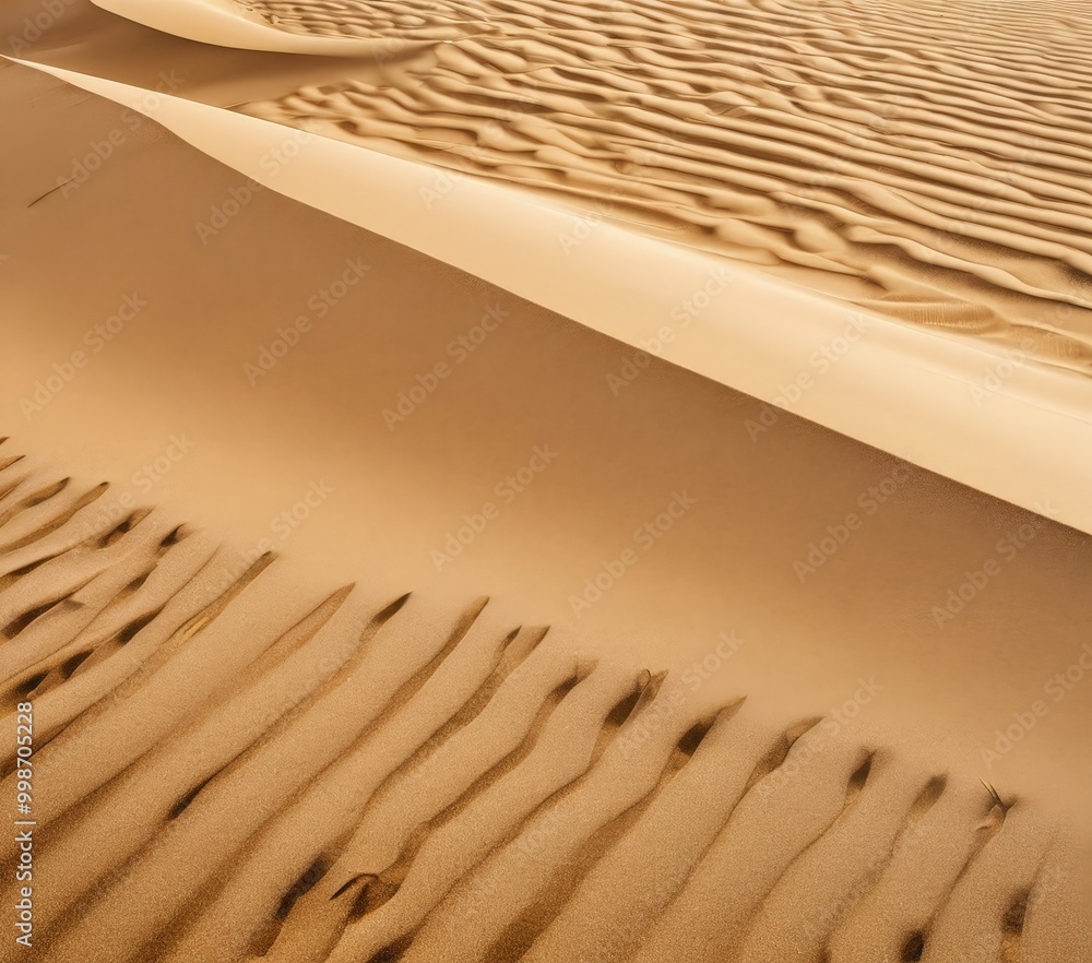 Aufkleber a close-up view of sand dunes in a desert, with a pattern of undulating lines and ridges created by the wind's movement