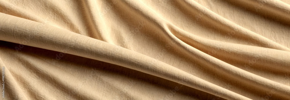 Poster a close-up view fabric with a soft, beige-colored texture the fabric appears to be made light-colore