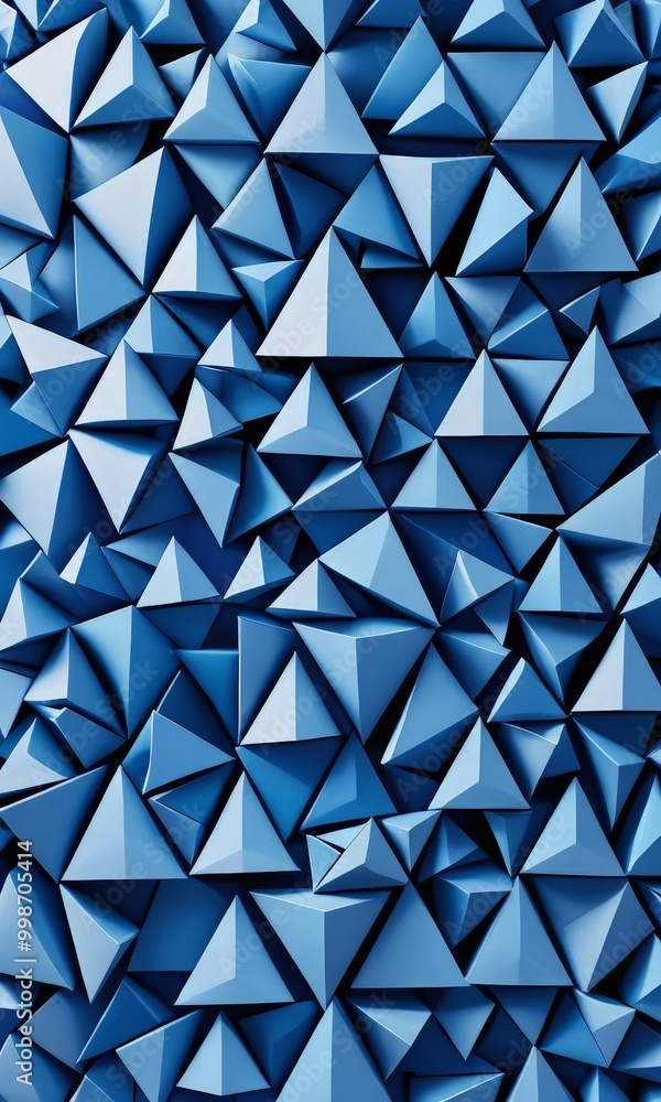 Leinwandbilder a geometric pattern composed of numerous blue triangles arranged in a grid-like fashion, creating a visually striking and abstract design