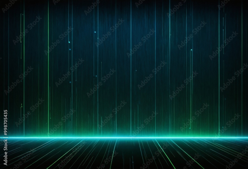 Poster a digital art piece featuring a dark background with vertical lines of varying thicknesses and a bri