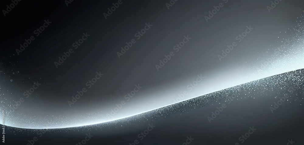 Aufkleber A dark, abstract background with a curved line of white, glittering particles or specks, creating a sense of movement and dynamism