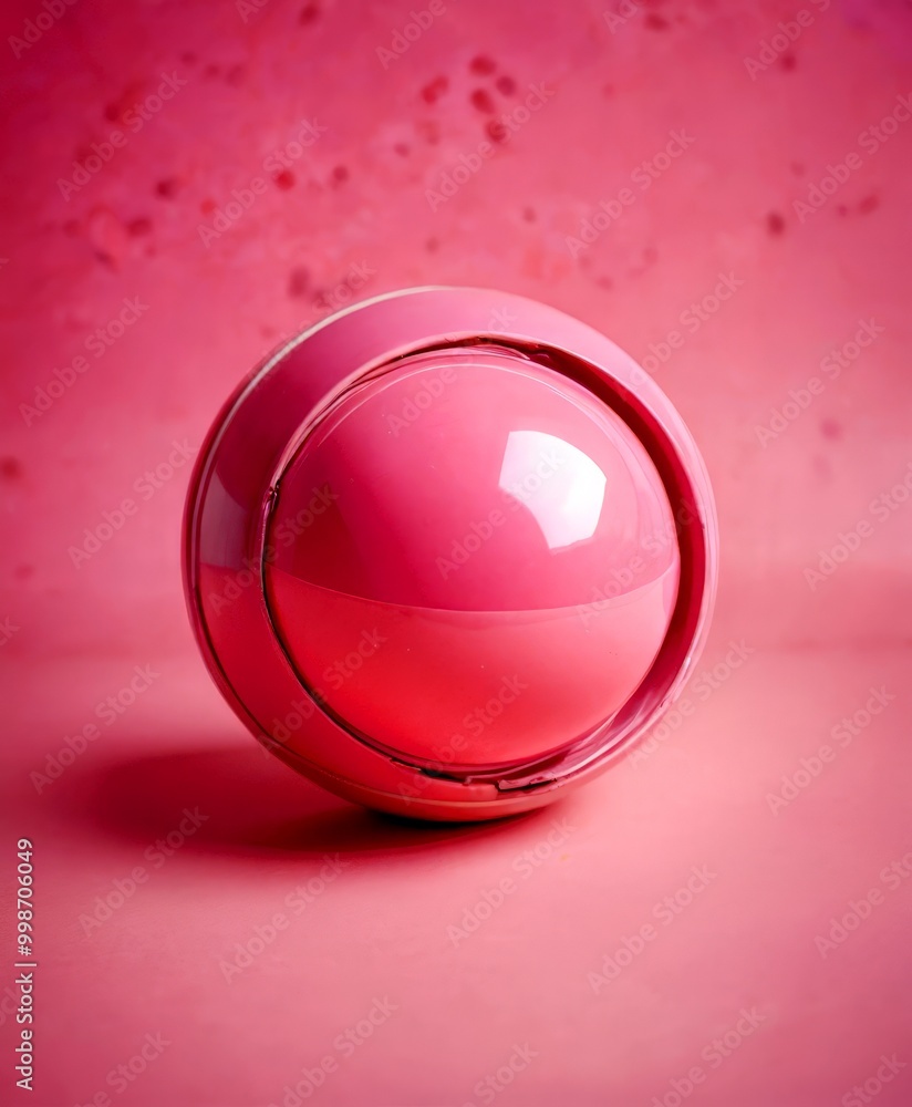 Aufkleber A pink sphere with a reflective surface sits on a pink background, creating a visually striking and harmonious composition
