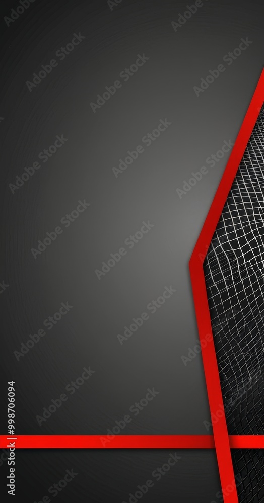 Aufkleber a dark gray background with a red diagonal line running across the bottom, and a black grid-like pattern on the right side