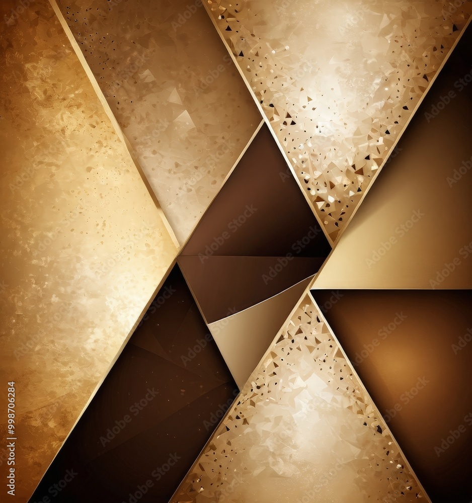 Aufkleber a geometric pattern composed of intersecting lines and triangles in various shades of brown and gold, creating a visually striking and abstract design