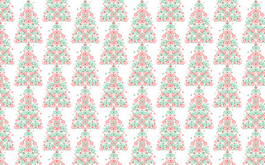 Green and red Christmas tree pattern designed with a snail pattern placed together to form a Christmas tree, a retro gift wrapping illustration for the winter holiday season.