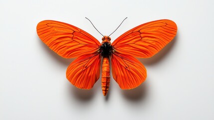 Vibrant orange butterfly isolated on a white background.