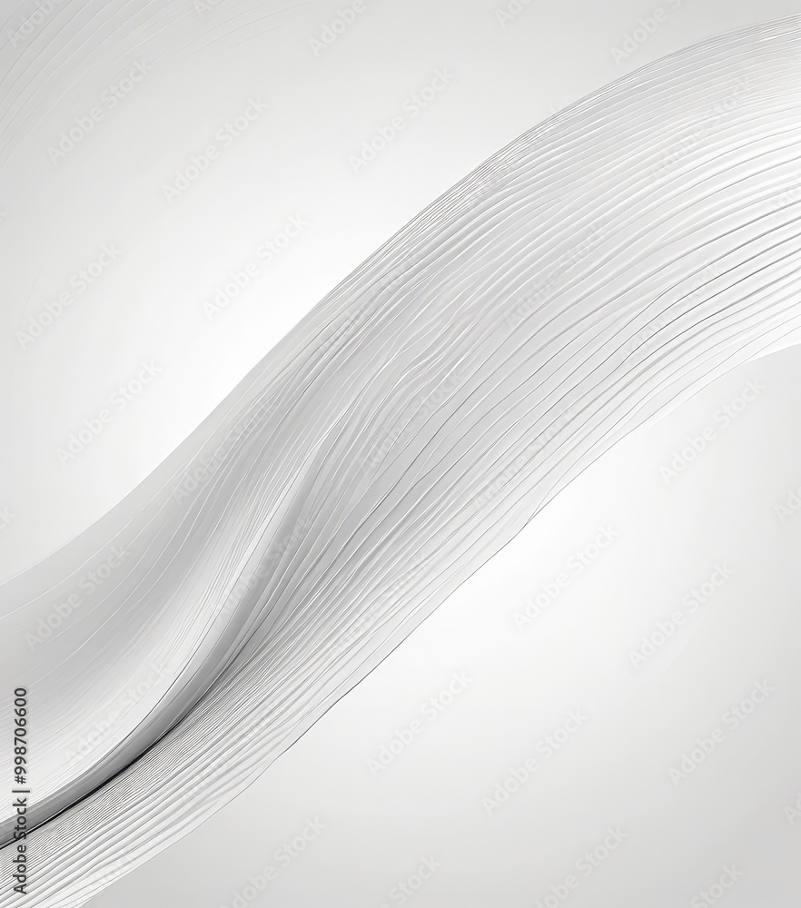 Poster a white, wavy line pattern that appears to be floating or floating in the air, creating a sense of movement and fluidity