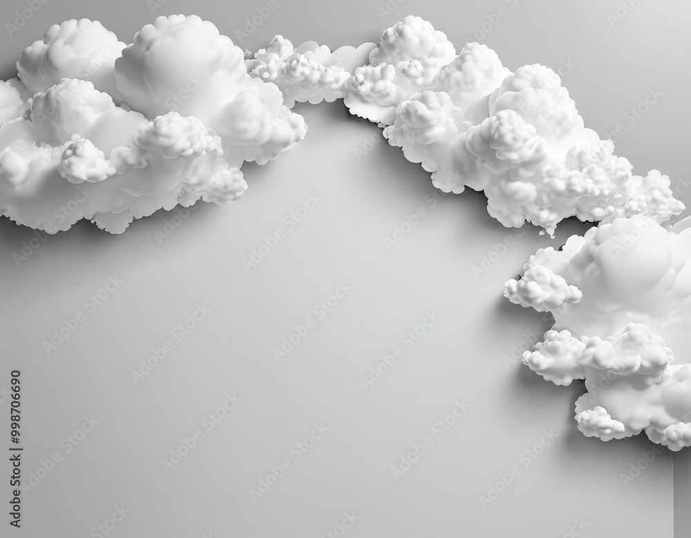 Aufkleber a minimalist design with white clouds against a gray background The clouds are arranged in a curved pattern, creating a sense of movement and depth The absence of any text