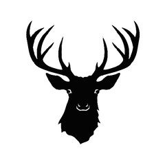  Stag deer with antlers vector illustrated logo style face head Silhouette