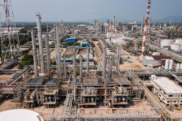 Aerial View of Storage Tanks in Oil Refinery